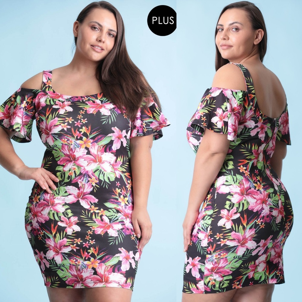 123x Stretch techno floral print body-con dress - Picture 3 of 6